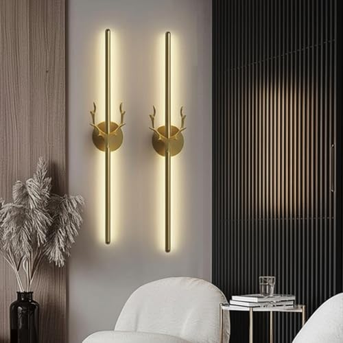 Image of Groeien Modern LED Long Wall Sconce Gold Wall Light for Bedroom Living Room Corridor Lighting Fixtures Wall Mount (DEER-23.5 INCH, 2, Count)