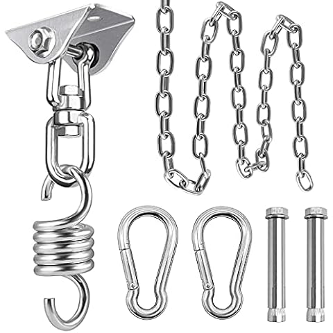 weiatas Hammock Chair Hanging Hardware Kit with Chain and Spring, Heavy Duty Porch Swing Hanger, 360 Swivel Ceiling Hooks for Punching Bag,Gym (Expansion Bolt) Cover