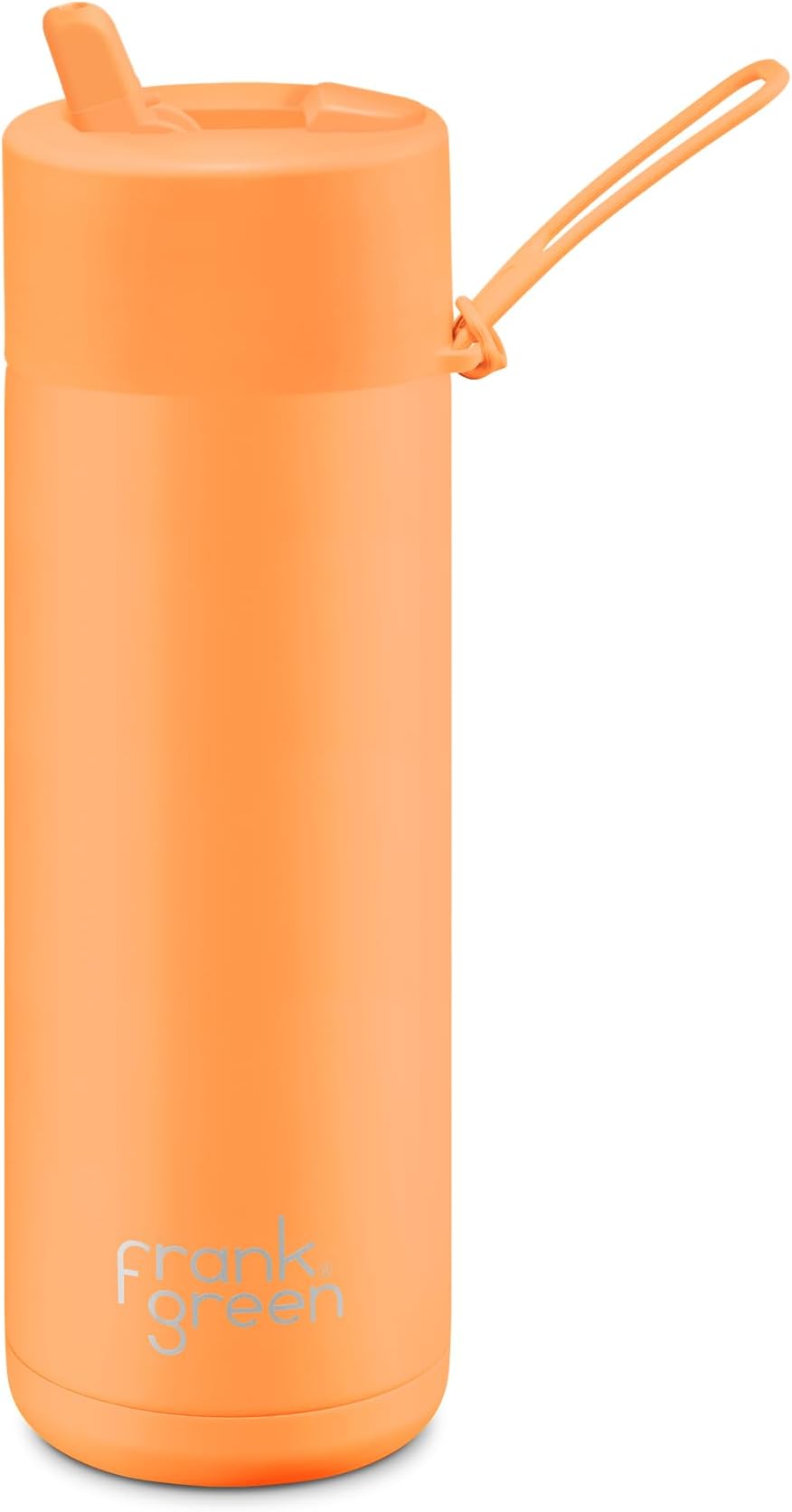 Ceramic Reusable Bottle - Stainless Steel Water Bottle With Straw, Insulated Water Bottle, Metal Water Bottle - Flip Straw Lid - 20oz - Neon Orange