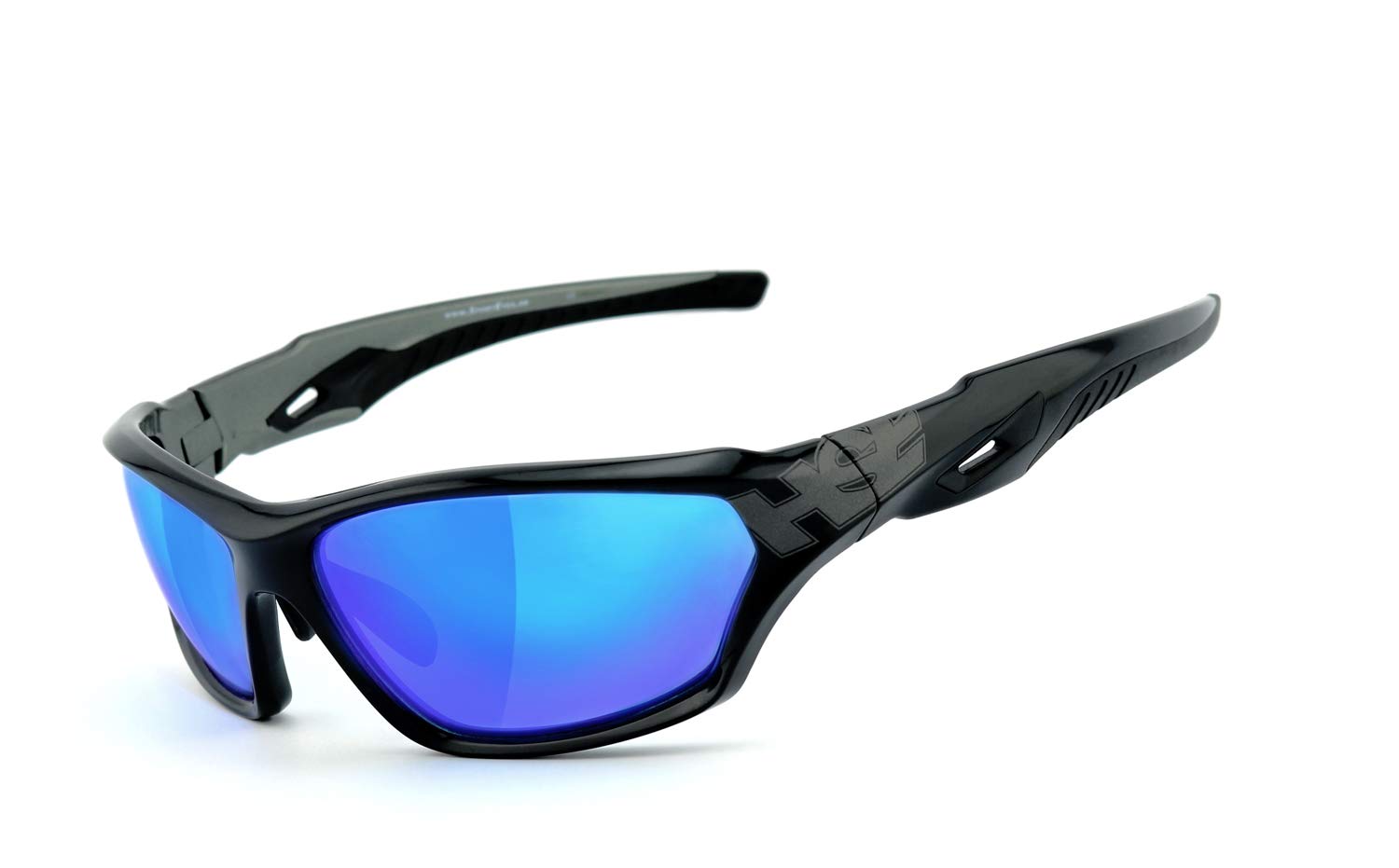 filtr ochronny UV400, HLT® szkło bezpieczne z tworzywa sztucznego zgodnie z normą DIN EN 166 | okulary sportowe, okulary rowerowe, okulary przeciwsłoneczne | oprawka okularów: czarny, szary wysoki połysk, uszlachetnione, okulary: 2093bs