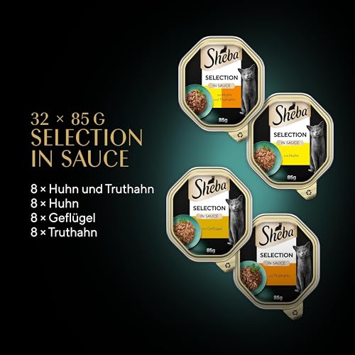 SHEBA Adult Katzenfutter nass - 32x85g Schalen - Geflügel Variation in Sauce - Nassfutter für Katzen - 1 Großpackung 4