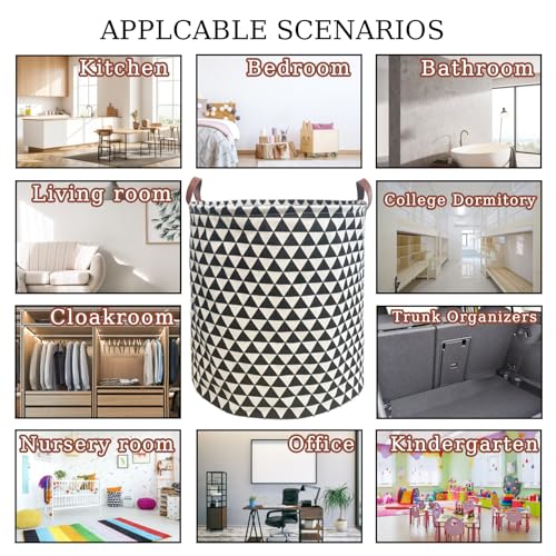 Image of Waterproof Laundry Hamper Collapsible Laundry Basket Leather Handle Laundry Bag Large Clothes Storage Toy Organization for Bathroom Bedroom Laundryroom College Dorms (Hesan-002)