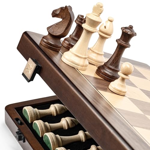 A&A 15" Magnetic Wooden Chess Set, Handmade 3" King Height Unique Chess Pieces with 2 Extra Queens, Tournament Portable Travel Chess Game Set for Adults Kids - image 8