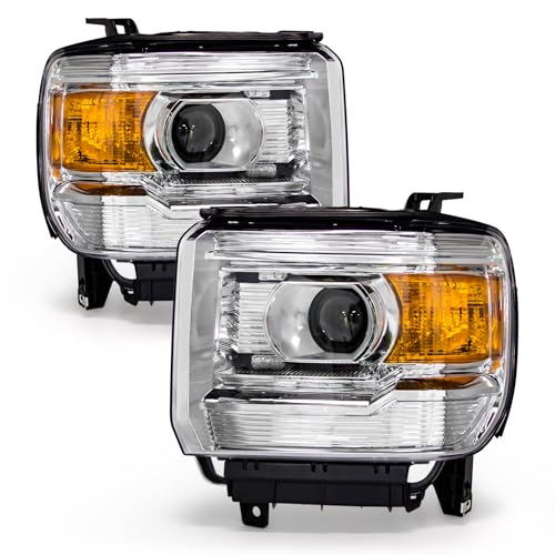ADCARLIGHTS Headlights Assembly fit 2015 2016 2017 2018 2019 GMC Sierra 3500HD/ 2500HD Base/Denali/SLE/SLT / 14 15 16 17 18 GMC Sierra 1500 models Headlamp Assembly Reflector Left+Right Side