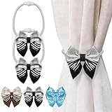 2 Pack Rope Bow Curtain Tiebacks | 2026 Upgrade Simple Elegant Strong Magnetic Curtain Holdbacks | Accessories Drapes Tie Backs Wall Decoration for Home Outdoor Bedroom Office | Black&White