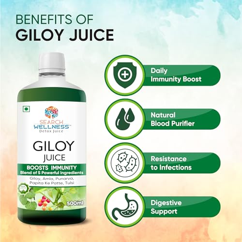 Image of Giloy /Guduchi Ayurvedic Juice 500 ml (Pack of 3) | Natural & Healthy for Blood Purification,Strength & Immunity Booster | Body Detox for Women & Men | Blend of Giloy, Amla & more