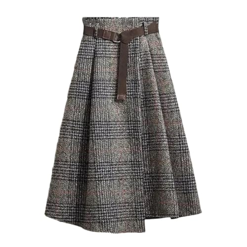 Women Irregular A-Line Midi Skirt Slim Fit Vintage Style Autumn