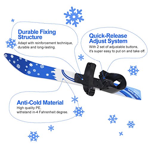 image for Odoland Kid's Beginner Snow Skis and Poles, Low-Resistant Ski Boards f