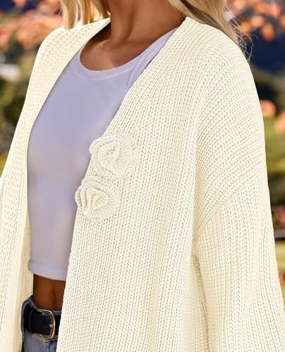 Image of MEROKEETY Long Sleeve Oversized Cardigan Sweaters for Women | Fall Winter Sweaters, Open Front, Chunky Knit, 2026 Casual Work Outerwear with Pockets