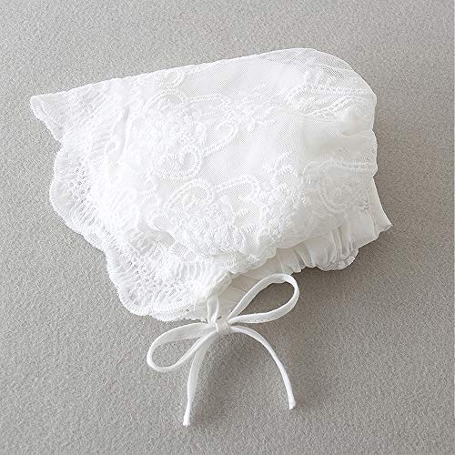Slowera Baby Girls White Lace Dress Christening Baptism Gowns and Bonnet (Style2, 6-12 Months) - Thumbnail 7
