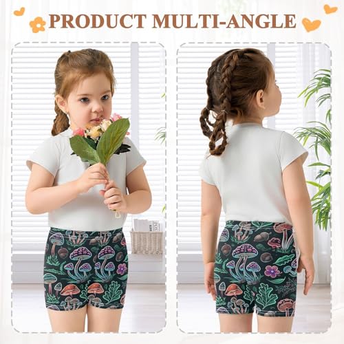 Glowing Mushroom Fall Acorn Dark Girls Bike Shorts Toddler Athletic Dance Under Skirts Dance Shorts for Girls,4T4