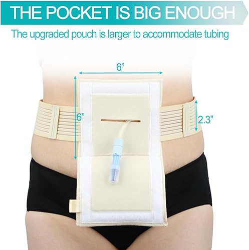 Miniatura 2 de Cinturón de soporte de tubo G transpirable, bolsa cuadrada grande para tubo de alimentación de esponja para gastrostomía J Peg diálisis peritoneal
