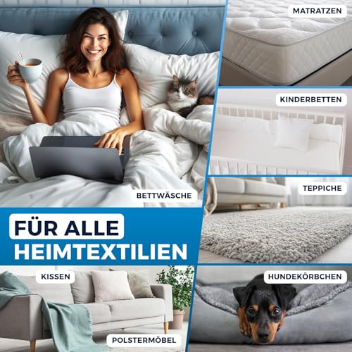 CLEANmaxx Milbensauger für Matratzen mit UV-C-Licht | Matratzenreiniger mit HEPA-Filter, entfernt 99,9% Aller Milben | Matratzensauger mit Ultraschall, Hitze & Vibration
