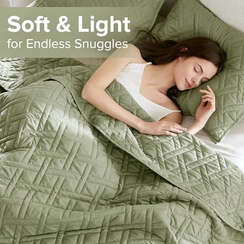 Comfort Spaces Queen Quilt Set Modern Reversible Diamond Coverlet Queen Bedding Set Cozy Quilted Winter Layer, All Season Lightweight Soft Queen Size Quilt, Kienna, Full/Queen Olive Green3 Piece