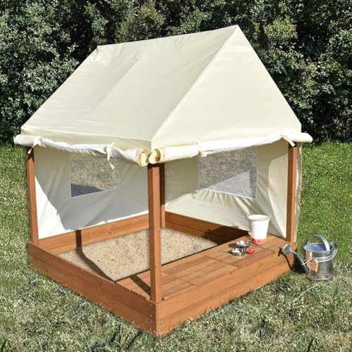 Sandkasten mit Dach Meppi XXL aus Holz mit Seitenwänden und Stauraum