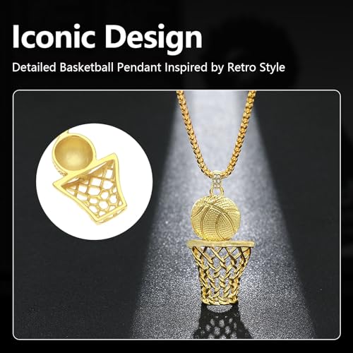 UAIAGM Conjunto de 2 peças de corrente de basquete e pingente de tênis hip hop, colares esportivos d