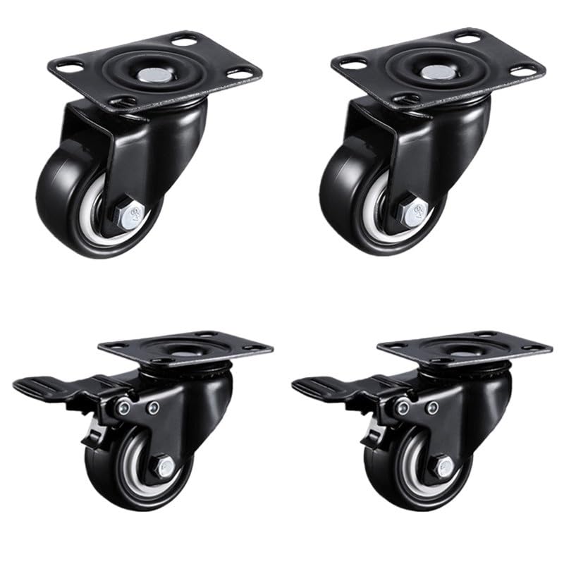 Roulettes pivotantes très résistantes en caoutchouc lot de 4 noires 41 mm