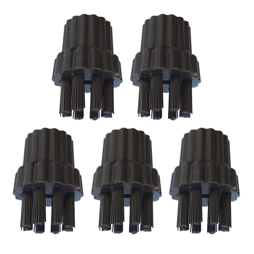 Happyyami 5PCS Brass Wire Brush Nozzles for Steam Cleaner Steam Washer Head Nylon Brass Wire Brush Tool Nozzles (M8 Hairbrush Black)