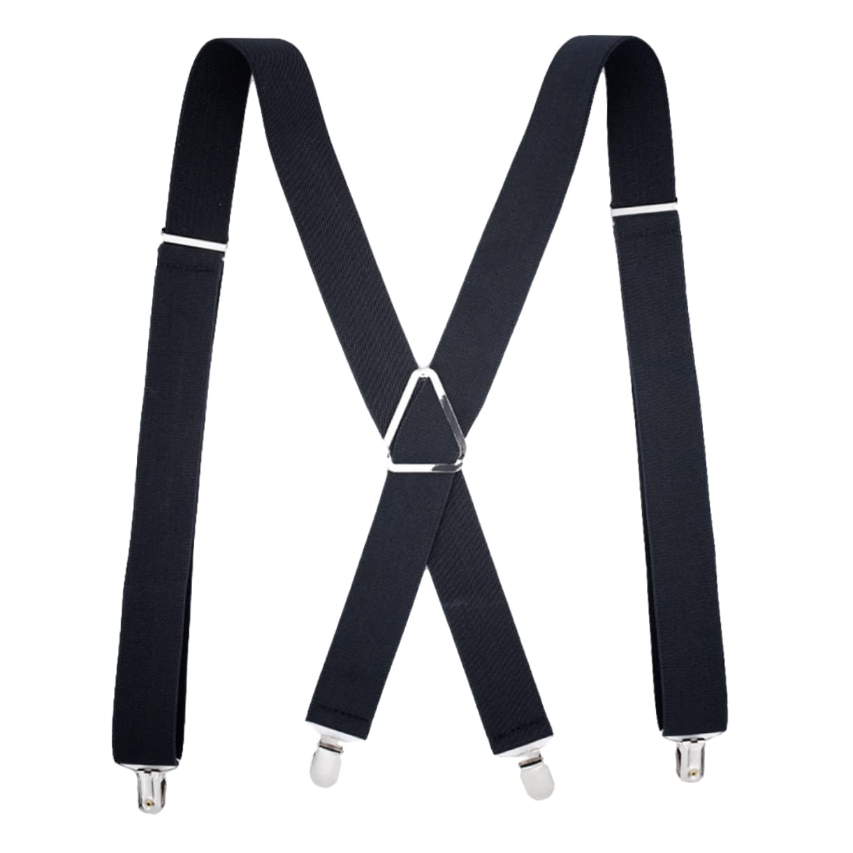 TOVINANNA 1pc X Shape Adjustable Suspenders for Men Heavy Duty Elastic Pants Straps with Strong Clips Fashionable Black Braces for Comfortable Fit and Use