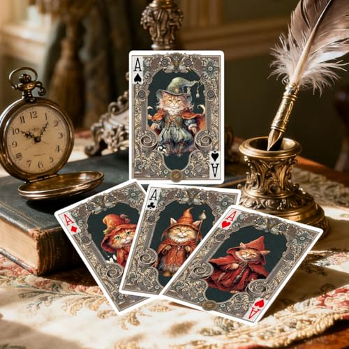 Cartas de Poker con Diseño de Gato Estilo Victorian miniatura 5