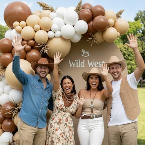Image of Neutral Balloon Garland Arch Kit 166Pcs, Boho Brown White Nude Balloon Arch, Different Sizes Brown Balloon for Woodland Birthday Teddy Bear Baby Shower Wedding Neutral Party Decoration