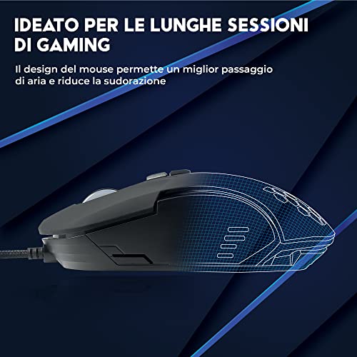 [Amazon Exclusive Guardian Mouse da Gaming con Filo in Tessuto Resistente - 7 Tasti fino a 3200 DPI - Design Leggero e Resistente - Mouse Ergonomico da Gioco per PC/PS4/XBOX - Mouse gaming - Immagine 3