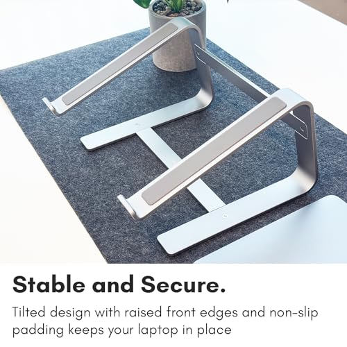 Macally Aluminum Laptop Stand for Desk - Works with All MacBook/Pro/Air & Laptops Between 10” to 17.3” - Sleek and Sturdy Laptop Riser - (ASTANDSG), Space Gray