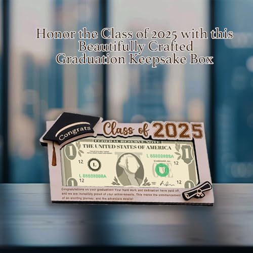 2025 Graduation Money Holder for Senior College University Graduates - Wooden Cash Gift Box for Graduation Gifts 2025（Cash Clip） (Black)3