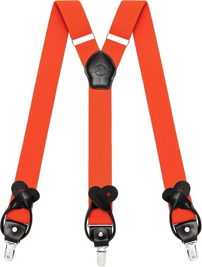 Suspenders for Men with Clip &amp; 6 Buttons 1.4in Y-Shape Stainless Steel