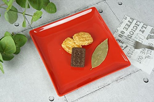 Amazon.co.jp: ケーキ皿 スクエアー プレート19cm/レッド スクエア