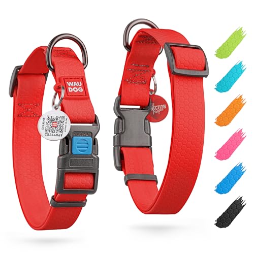 WAUDOG Halsband Hund Wasserfest Verstellbares Hundehalsband Große Hunde Hundehalsband Kleine Hunde Halsbänder & Welpen Halsband mit Kunststoffverschluss