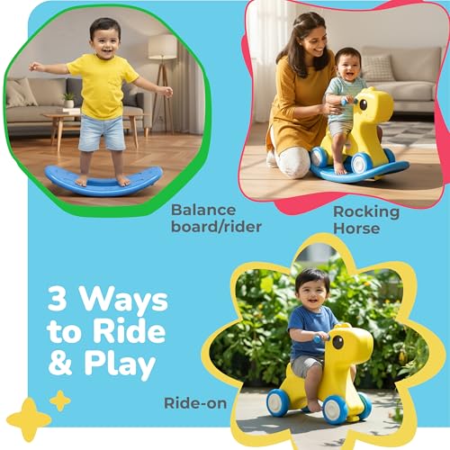 Image of Lifelong Cuppy Horse Rocker Ride-On, Rocker & Balancing Board for Kids +1 Yrs | Swing Rideon with Smooth Wheels & Safe Non-Toxic Material | Toy Car for Indoor Outdoor Play (LLCHR02)