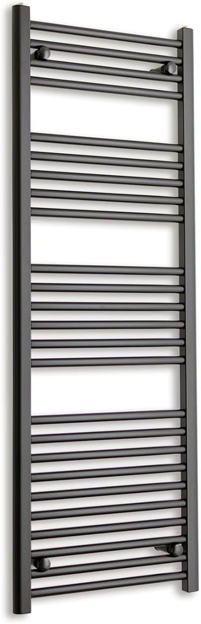 350mm Wide Black Heated Towel Rail Straight Flat Bathroom Warmer Radiator Rack Central Heating Turkish Zone (350mm x 1400mm)