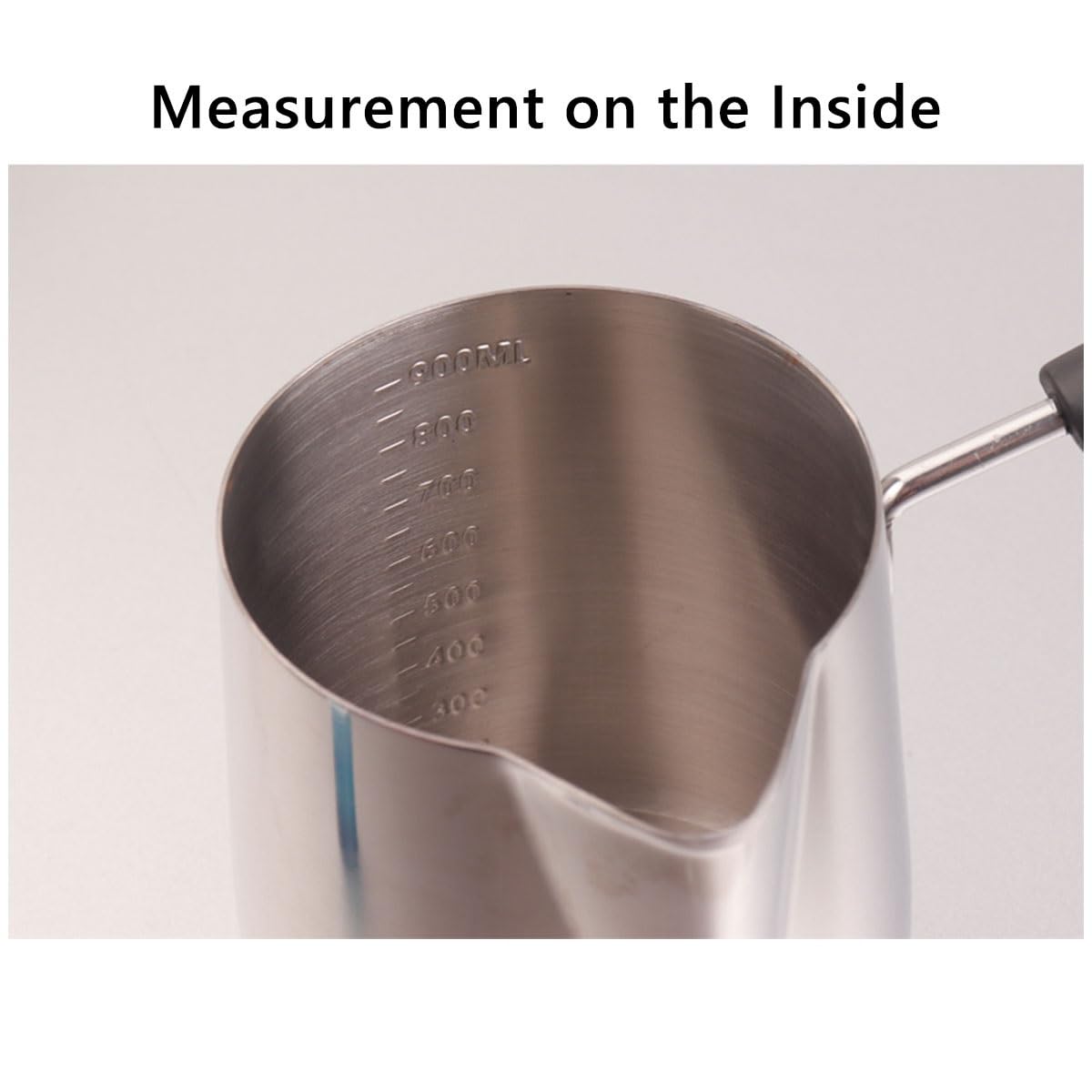 YCKEGEW Pichet À Lait À Long Manche Mousseur À Lait en Acier Inoxydable avec Balance Pichet À Mesurer 12oz 20oz 34oz, Pichet À Crème pour Machine À Espresso Accessoires (Color : Silver, Size : 600ml)