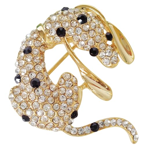 Image of Navachi 18k Gold Plated Crystal Dachshunds Dog Brooch Pin