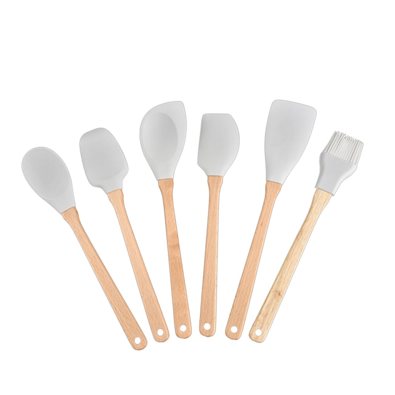 Cabilock Set Di 6 Pentole Utensili Da Cucina Utensili Da Cucina Utensili Da Cucina In Legno Antiaderente Bambù Grigio