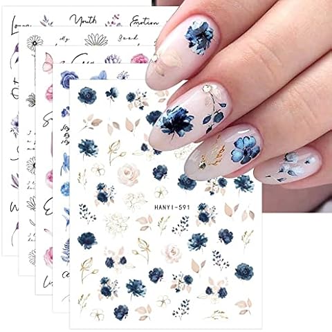 JMEOWIO Spring Flower Nail Art Stickers Cover