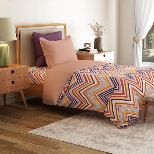 Image of Mytrident Bedsheet for Single Bed Cotton | 60 inch x 90 inch | Wave Purple | 120 TC Single Bedsheet with Pillow Cover| Soft and Breathable | Everyday Collection