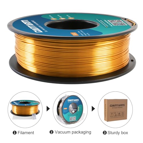 Image of GIANTARM Silk Filament Pla 3D Printer, Silk Gold Pla Filament, 1Kg(2.2lbs) Spool, 1.75mm Dimension Accuracy + /- 0.03mm, 3D Printing Filament