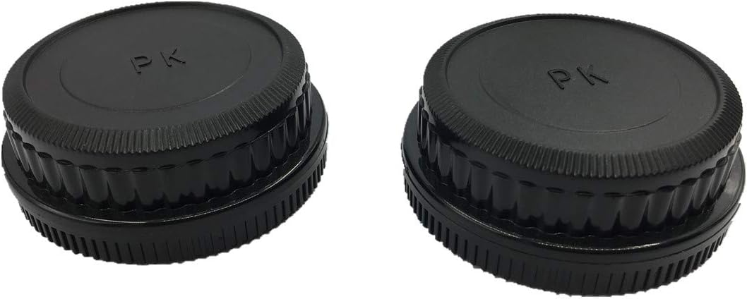HomyWord 2 PACK Black Body Cap Camera Rear Lens Cover Set Front Body Cap for Pentax DSLR Cameras Fit Pentax DS2, D, DL, DL2, K10D, K20D, K100D, K110D, K200D
