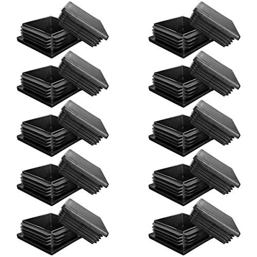 Image of Weilan 20-Piece 2 inch Square Black Plastic Plugs for Steel Tubing