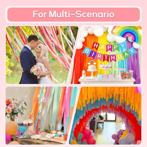 Crepe Paper, 10 Rolls Hanging Rainbow Streamers, Party Streamers Crepe Paper Rolls in 10 Colors for Birthday Decorations, Party Decorations, Wedding Decorations (3.5CMx10M/Roll) - Image 6