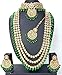 Aheli Indian Wedding Kundan Beaded Heavy Bridal Long Choker Necklace Earrings with Maang Tikka Traditional Jewellery Set for Women (Green)