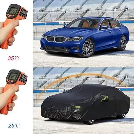 Image of Kaugung Car Cover Custom fit BMW 3 Series E30 (1982-1994), 7 Layers Windproof All Weather Waterproof Outdoor Cover Sun Rain UV Dust Snow Protection. Black