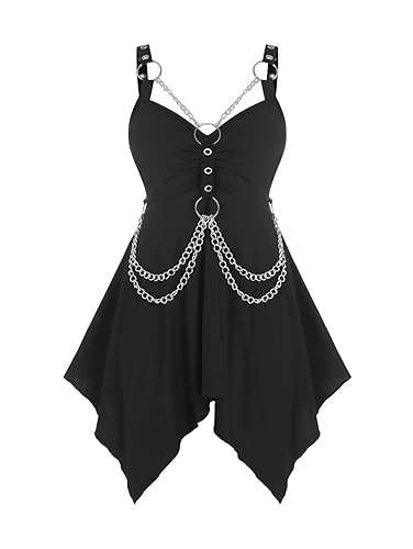 ROSE GAL Womens Plus Size Tunic Tops 2022 Fall Casual Long Sleeve T-Shirt Goth Shirt V Neck Loose Blouses Swing Tunic - Black_1 - 2X