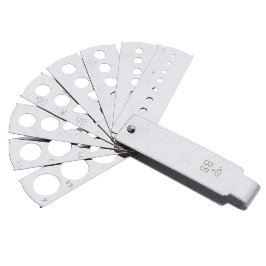 Dailymall Calibro di Misurazione per Pietre Preziose Diamantate con Calibro A Forma di Ventaglio in Alluminio - Argento, 8 Pezzi di Fan