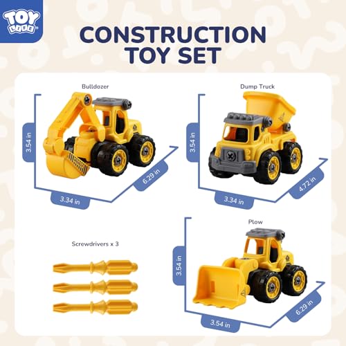 Image of TOY Life Constructions Toys Vehicles Trucks Take Apart Toys Sandbox Toys Trucks Set Excavators Building Car Toys with Drills - Best Gifts Truck Toys for Boys Kids Toddlers 3 4 5 6 7 8 Years Old