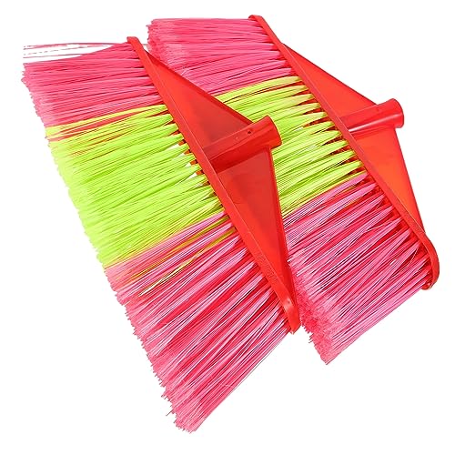 minkissy 2pcs Plastic Broom Head 2pcs Bristled Broom Head Outdoor Indoor Refill Broom Replacement Industrial Broom Head Broom Replacement Accessories Yard Lobby Broom Fine Floor Commercial