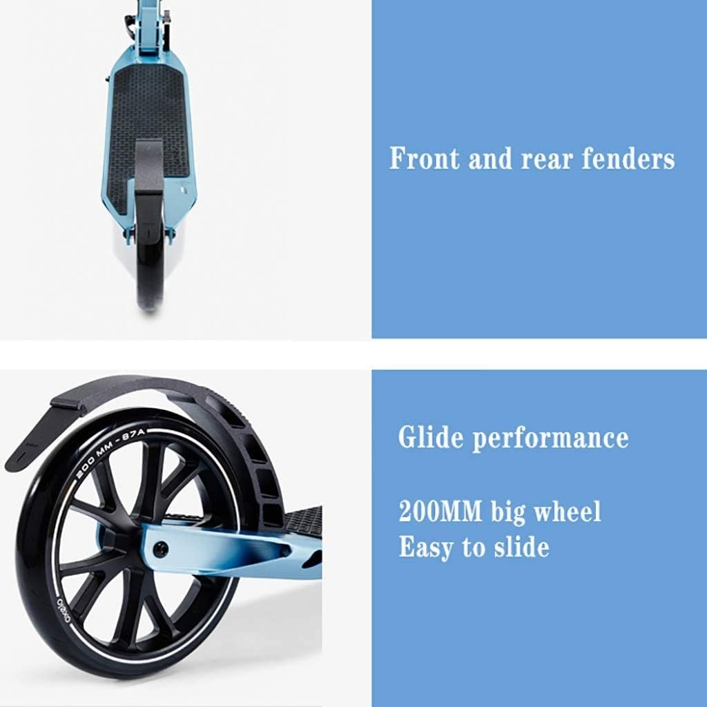 Scooters de Movilidad, Scooter de cercanías, Scooter Azul, Scooter de Dos Ruedas Plegable para Adultos, Rueda Grande de 20 cm, Freno de pie, Altura Ajustable (no eléctric