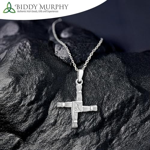 Biddy Murphy St. Brigid Cross Necklace Pendant, Sterling Silver Two Sided, Celtic Jewelry Made in Ireland, 18" Trace Chain2